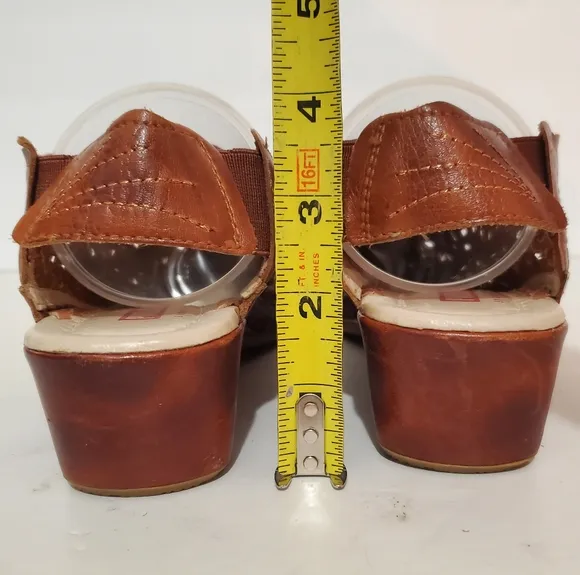 Pikolinos Spain brown leather punched floral whip stitch mule clog shoes 7.5