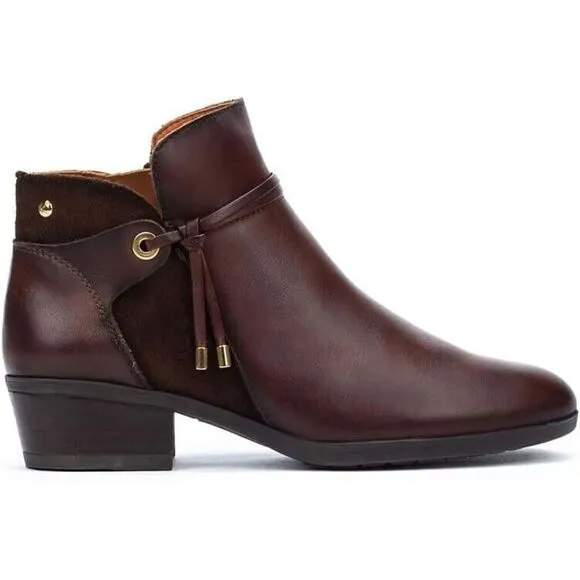 Pikolinos Daroca Boots Womens 6.5-7 Brown Leather Block Heel Ankle Bootie ZPO698