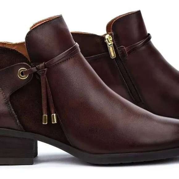 Pikolinos Daroca Boots Womens 6.5-7 Brown Leather Block Heel Ankle Bootie ZPO698