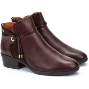 Pikolinos Daroca Boots Womens 6.5-7 Brown Leather Block Heel Ankle Bootie ZPO698