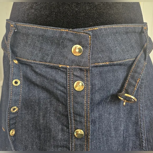 Pilcro for Anthropologie Belted Dark Denim Skirt, Size 12, New Condition