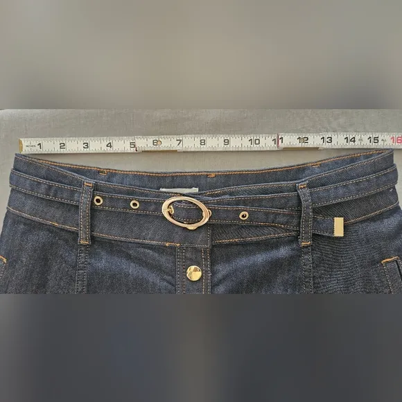 Pilcro for Anthropologie Belted Dark Denim Skirt, Size 12, New Condition