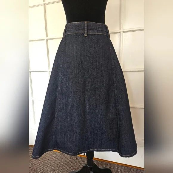 Pilcro for Anthropologie Belted Dark Denim Skirt, Size 12, New Condition
