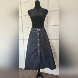 Pilcro for Anthropologie Belted Dark Denim Skirt, Size 12, New Condition