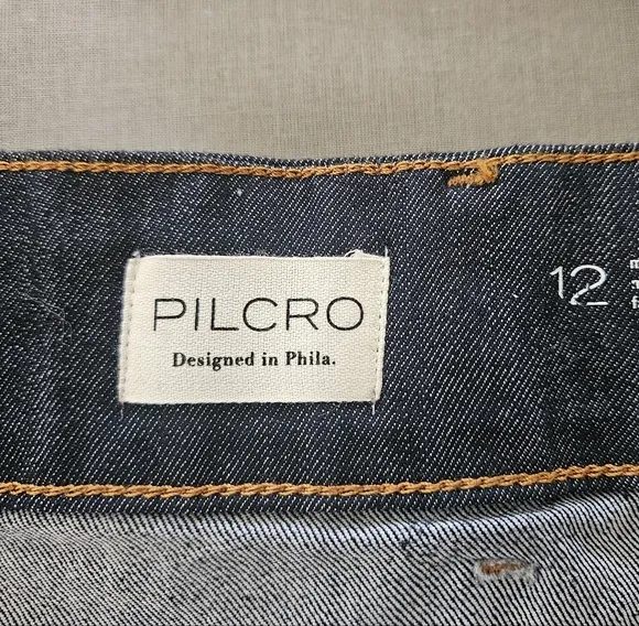 Pilcro for Anthropologie Belted Dark Denim Skirt, Size 12, New Condition