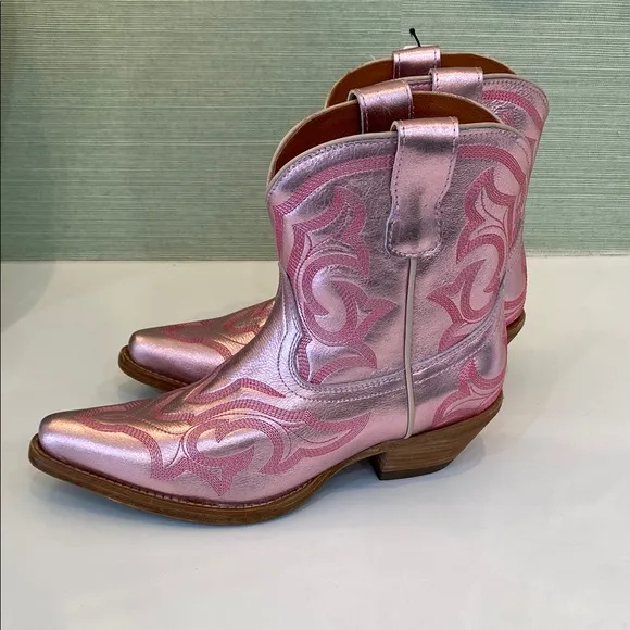 Pink Western Ankle Boots