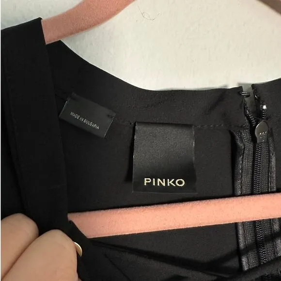 Pinko Affabile Abito Lace Up Black Mini Dress Size Medium