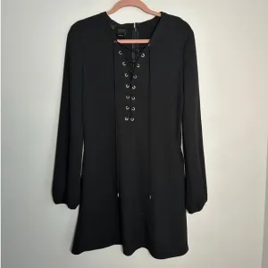 Pinko Affabile Abito Lace Up Black Mini Dress Size Medium