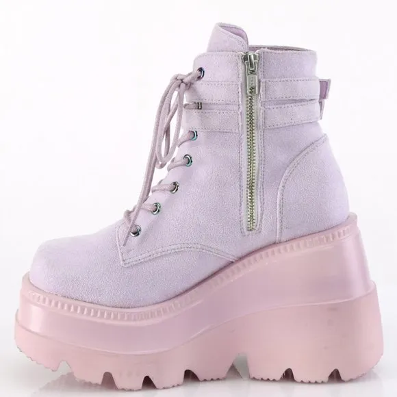 Platform Wedge Suede Lace Up Ankle Boots