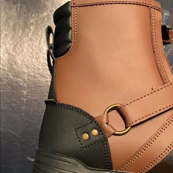 Polo Conquered Chocolate/Tan Double Zipper Logo Hi Boots - New