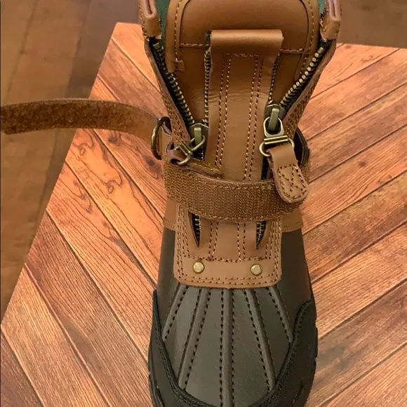 Polo Conquered Chocolate/Tan Double Zipper Logo Hi Boots - New
