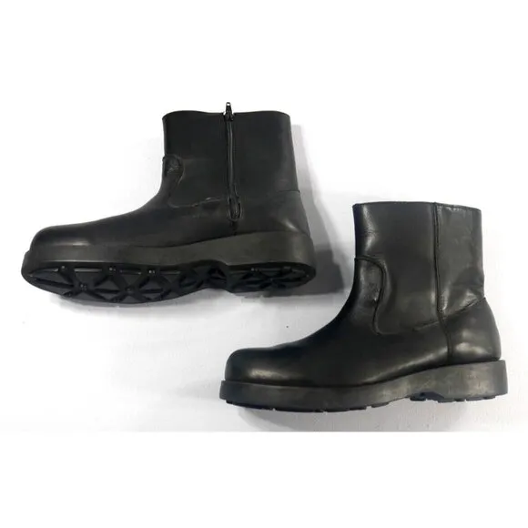 Polo Jeans Co Black Leather Side Zip Ankle Boots Biker Style Mens Size 8.5 D