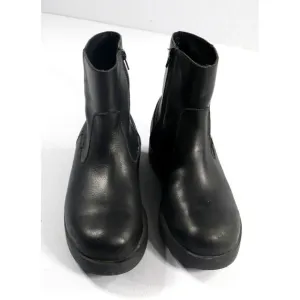 Polo Jeans Co Black Leather Side Zip Ankle Boots Biker Style Mens Size 8.5 D