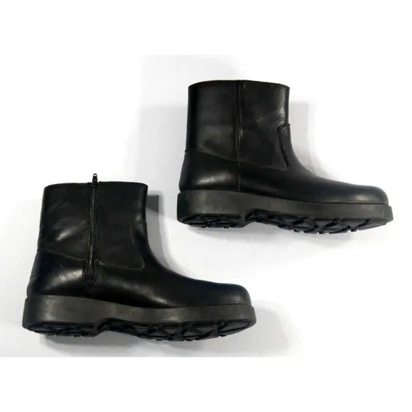 Polo Jeans Co Black Leather Side Zip Ankle Boots Biker Style Mens Size 8.5 D