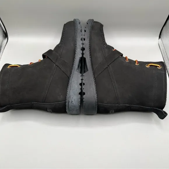 Polo Ralph Lauren Ranger Hi II P-Wing Boots Youth 6 Black Yellow Leather NWOT