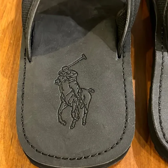 Polo Ralph Lauren Sullivan flip flops thongs sandals shoes leather black Mens 9