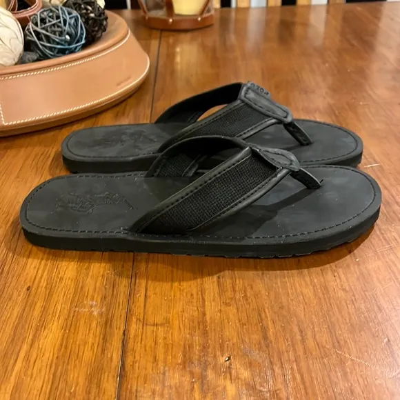 Polo Ralph Lauren Sullivan flip flops thongs sandals shoes leather black Mens 9