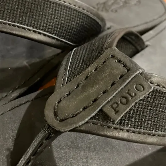 Polo Ralph Lauren Sullivan flip flops thongs sandals shoes leather black Mens 9