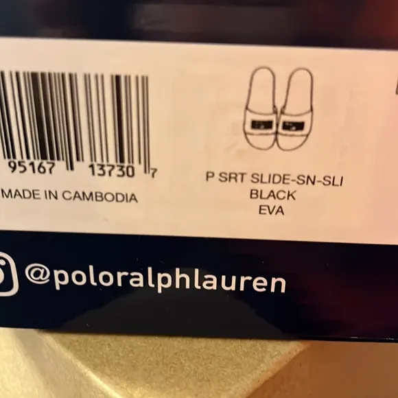 Polo Sport Ralph Lauren EVA Slides Sandals Shoes new mens black flip flops