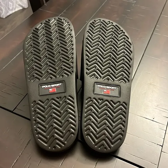 Polo Sport Ralph Lauren EVA Slides Sandals Shoes new mens black flip flops