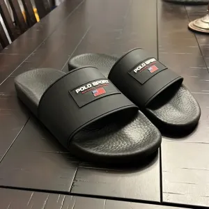 Polo Sport Ralph Lauren EVA Slides Sandals Shoes new mens black flip flops
