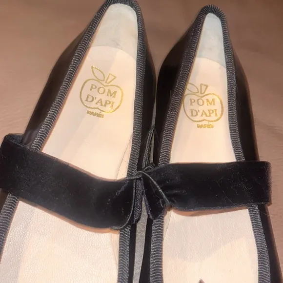 Pom D’api Dory Girls Flats Size 34 US 2-2.5 Black