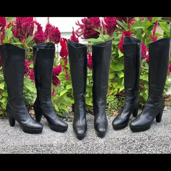 Pons Quintana Black Leather Heeled Boots