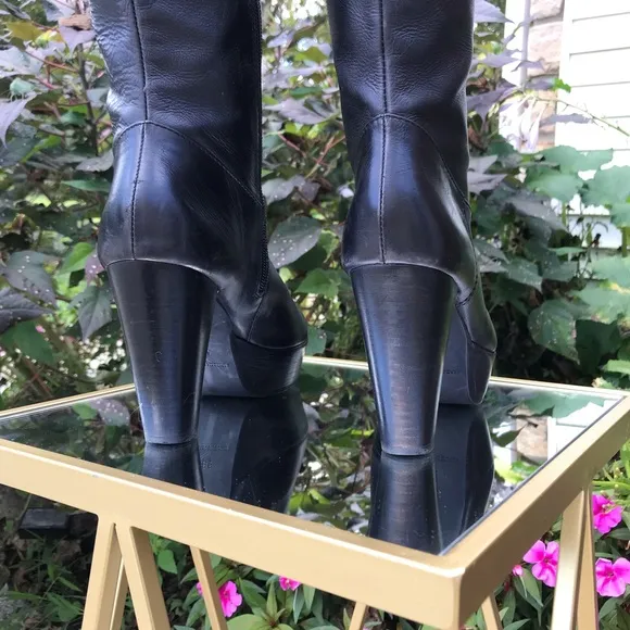 Pons Quintana Black Leather Heeled Boots
