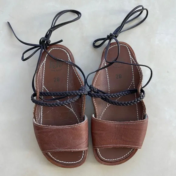 Pèpè Girls Brown Italian Leather Sandals