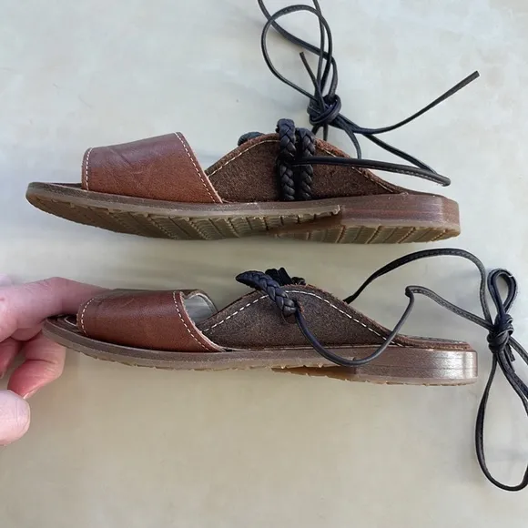 Pèpè Girls Brown Italian Leather Sandals
