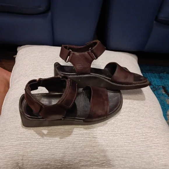 Prada Leather Sandals Adjustable Ankle Straps Y2K Women's Size 36.5 Usa 6.5