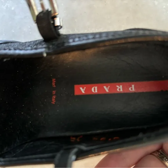 Prada Mary Jane shoes, black patent/glitter, EUC, EU 25