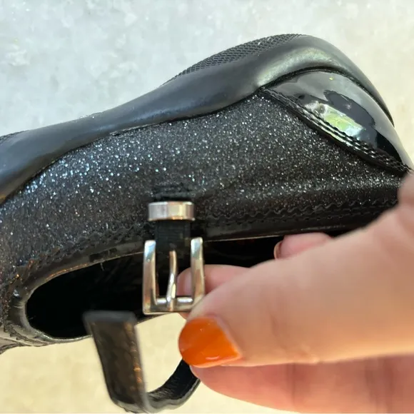 Prada Mary Jane shoes, black patent/glitter, EUC, EU 25