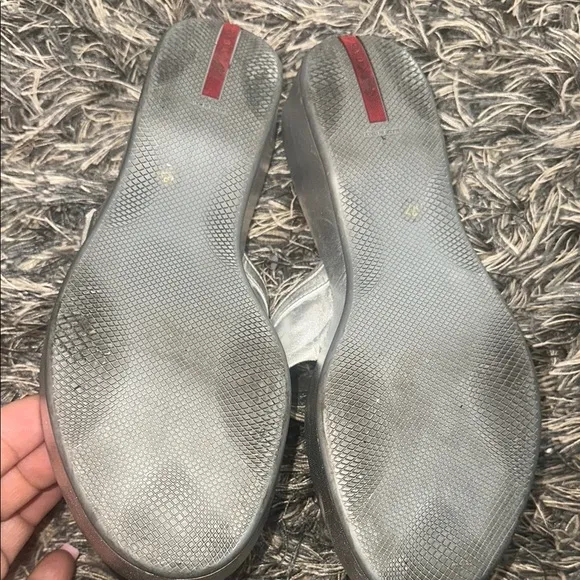 Prada Silver Leather Sandals Sleek Minimalist Design EU 37