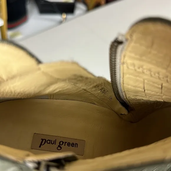 PRE OWNED Paul Green Malibu Sliced Double Zip Ankle Boots in Green