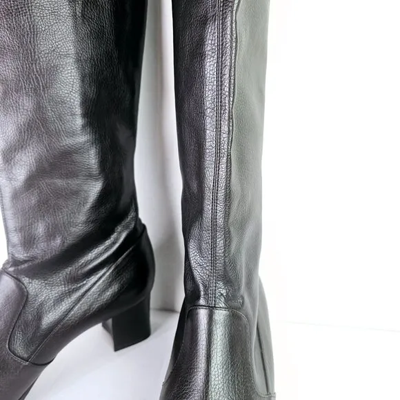 Prevata Tall Brown Nappa Leather Block Heel Pull-on Boot, Italy, $485 MSRP, Sz 9