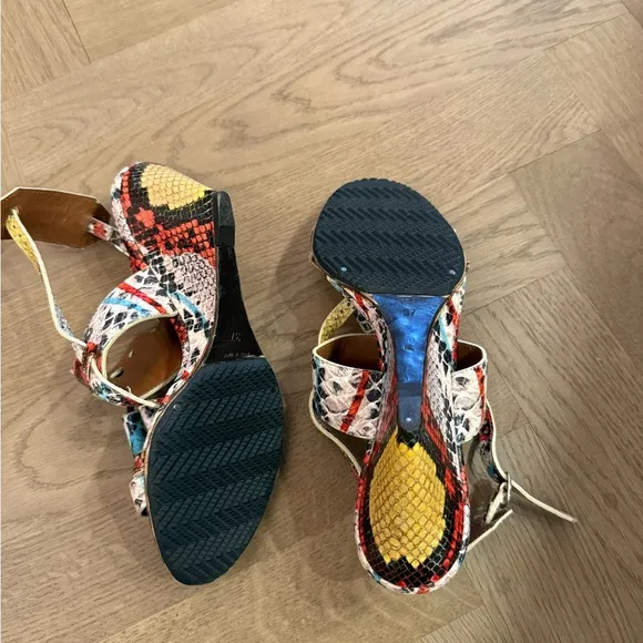 Proenza Schouler Tan and Red Sandals Strappy Summer Style