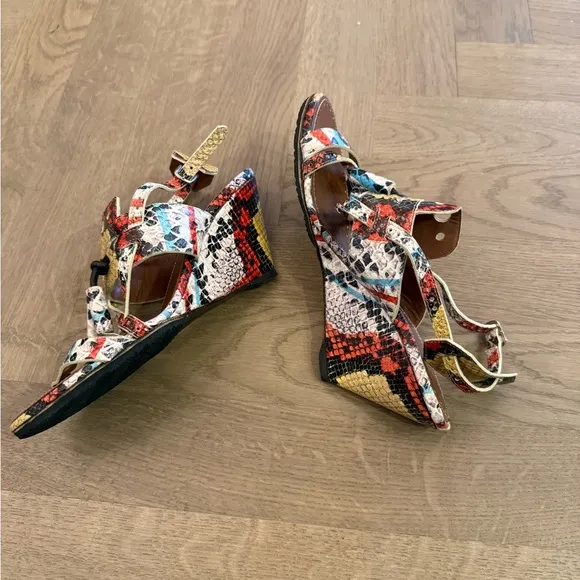 Proenza Schouler Tan and Red Sandals Strappy Summer Style