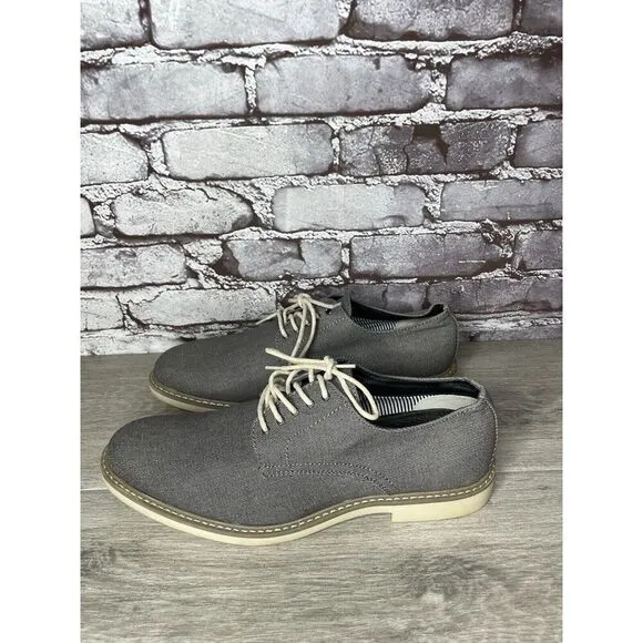Public Opinion Gray Derby Oxfords Textured Fabric Casual Lace Up Shoes Men 9.5M