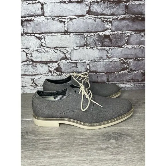 Public Opinion Gray Derby Oxfords Textured Fabric Casual Lace Up Shoes Men 9.5M