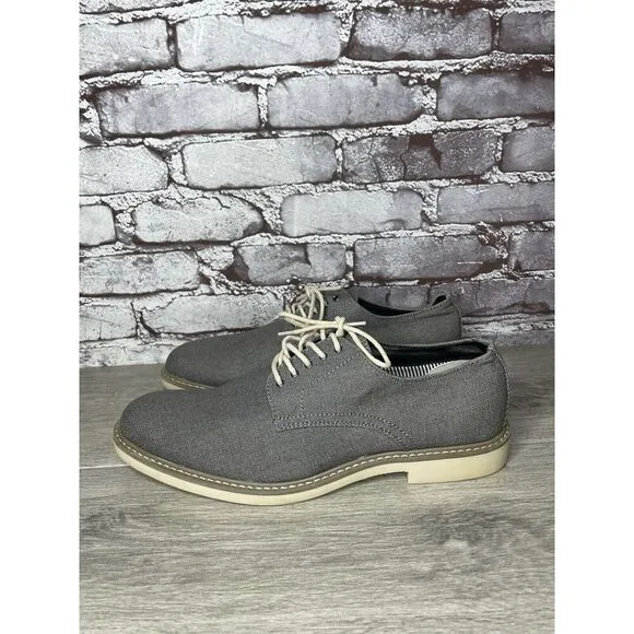 Public Opinion Gray Derby Oxfords Textured Fabric Casual Lace Up Shoes Men 9.5M