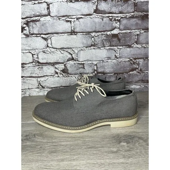 Public Opinion Gray Derby Oxfords Textured Fabric Casual Lace Up Shoes Men 9.5M