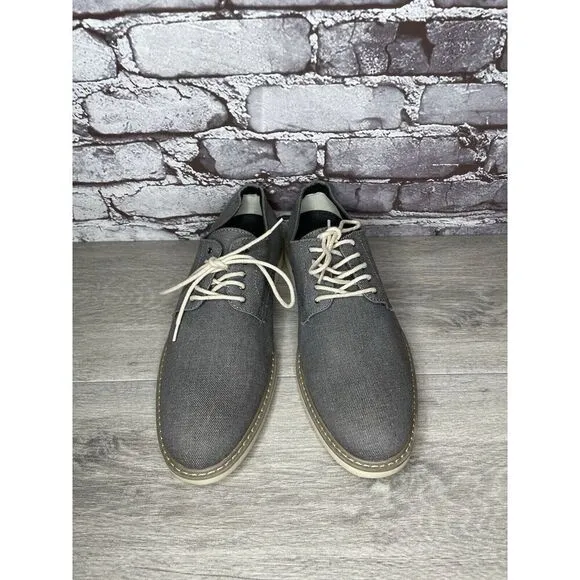 Public Opinion Gray Derby Oxfords Textured Fabric Casual Lace Up Shoes Men 9.5M