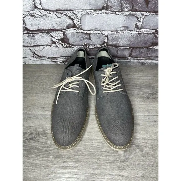 Public Opinion Gray Derby Oxfords Textured Fabric Casual Lace Up Shoes Men 9.5M