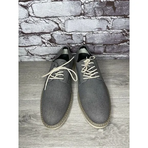 Public Opinion Gray Derby Oxfords Textured Fabric Casual Lace Up Shoes Men 9.5M