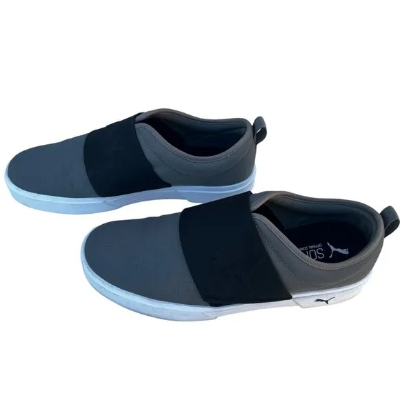 Puma el Rey li Men’s Size 12 Black, Gray Slip Ons  with Elastic