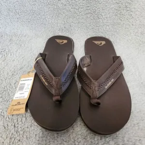 Quicksilver Men's Carver Natural Tanned Leather Flip Flops Size 14 New w/‎ Tags