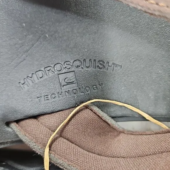 Quiksilver Captain Hydrosquish Mens 8 Brown Black‎ Leather Flip Flops Sandals