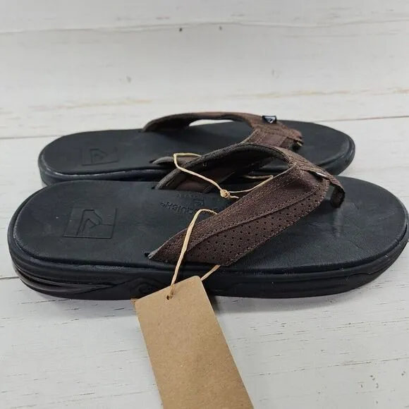 Quiksilver Captain Hydrosquish Mens 8 Brown Black‎ Leather Flip Flops Sandals