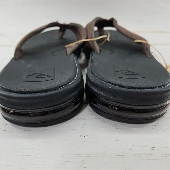Quiksilver Captain Hydrosquish Mens 8 Brown Black‎ Leather Flip Flops Sandals
